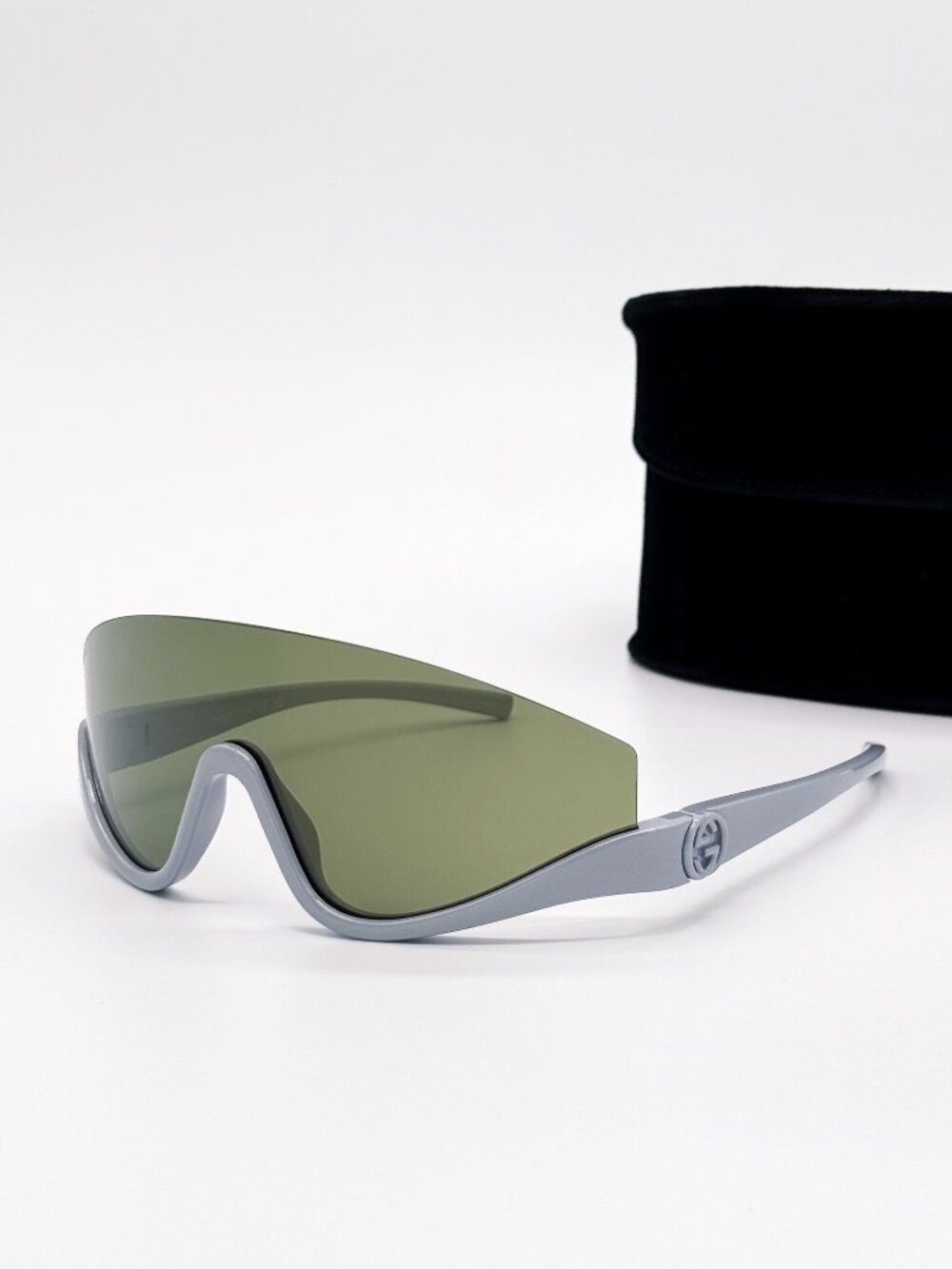 NEW GUCCI SUNGLASSES GG1650S 011 SHIELD GRAY GREEN UNISEX GUCCI EYEWEAR